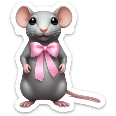 full body fat rat with light pink ribbon bow sticker