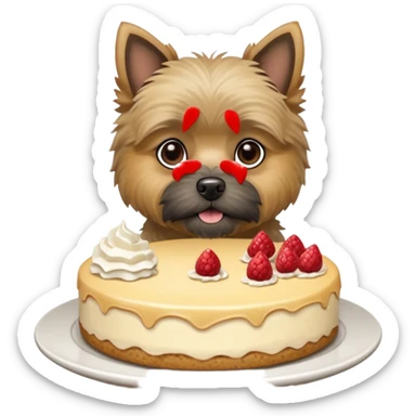 Cairn terrier with cheesecake  sticker