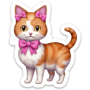 a cat with a pink bow and human legs sticker
