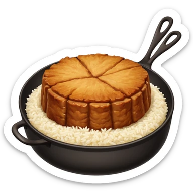 fried pork chop with white rice in a caldero sticker