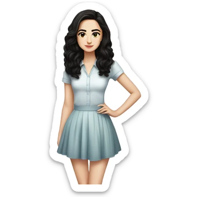 Hania amir, teen, full body, aesthetic, well detailed, black hair, in a short dress sticker