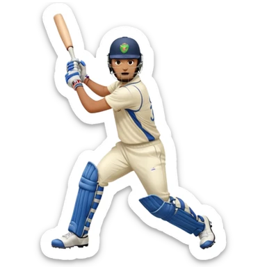 Right handed cricketer playing a cover drive shot sticker