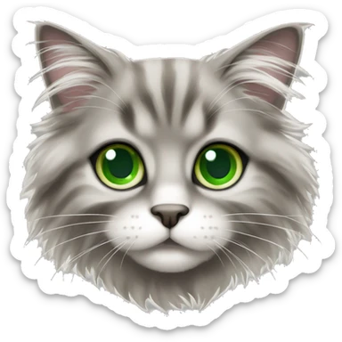 Fluffy maincoon cat with green eyes sticker