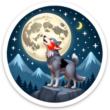 Wolf howling at the moon sticker
