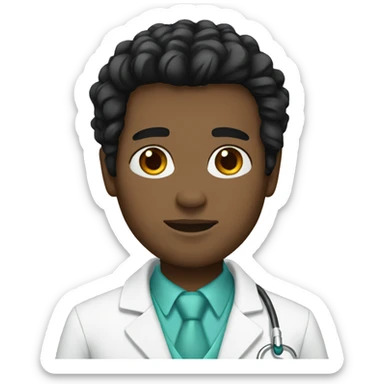 doctor black hair white skin sticker