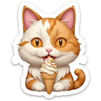 A cat enjoying an ice cream, eyes closed in delight, portrait, bust up sticker