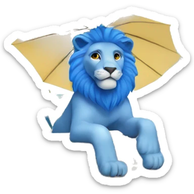 blue lion on holiday sticker