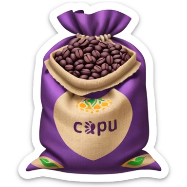 Bag of purple coffee beans sticker