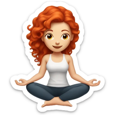 redhead girl with tattoos doing yoga sticker