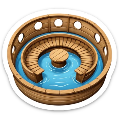 round boat with several seats around the perimeter sticker