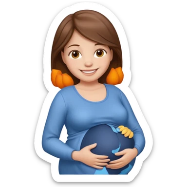 pregnant woman with brown hair sticker