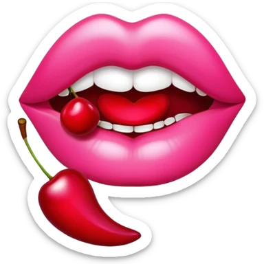 Pink glossy lips with cherries  sticker