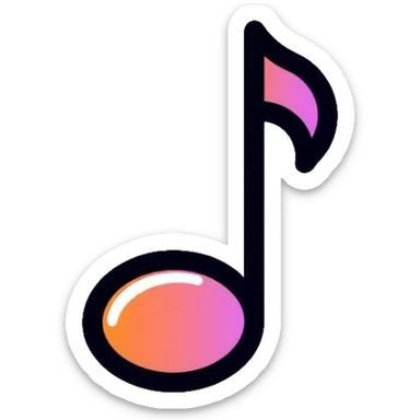 single musical note on white circle sticker