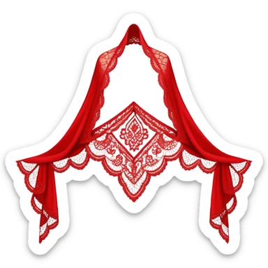 A simple red lace shawl with a delicate design sticker