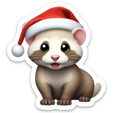 A ferret in a Santa hat sticker