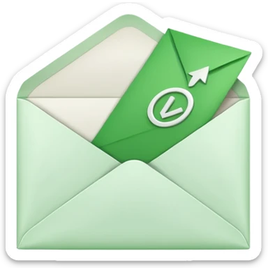 white envelop with a letter and green checked checkbox inside sticker