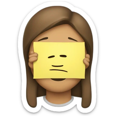 a person with a sticky note on their face sticker