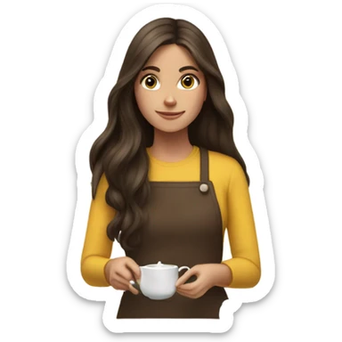 Long haired Brunette girl making tea sticker