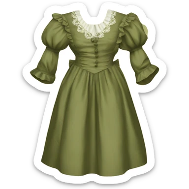 Khaki green vintage roccoco dress sticker