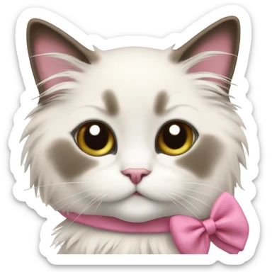 Ragdoll cat with a pink bow smiling cute sticker
