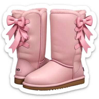 realistic pastel pink uggs with bows on the back, shoes facing the same way sticker