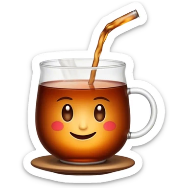 Cinematic Realistic Turkish Tea Pop Culture Emoji, featuring an inviting portrayal of a steaming glass of Turkish tea rendered with rich textures and warm, convivial lighting. sticker