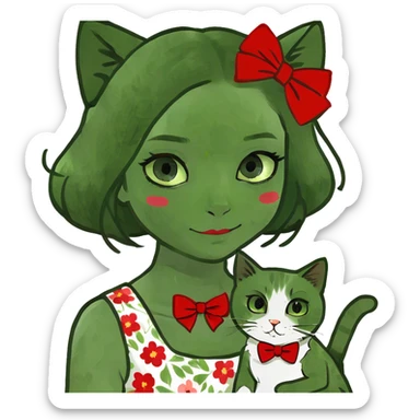 Girl holding a red point colors ragdoll cat  sticker