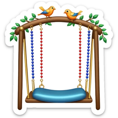 Swing with beads and bells for bird, birds wont sit right sticker