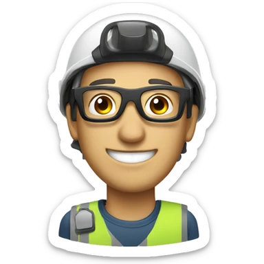 smiling man with safety helmet and glases sticker