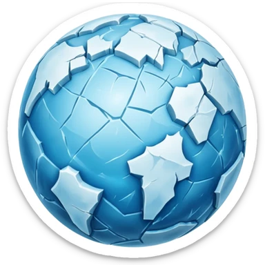 sphere globe planet, surface covered with ice and frozen sticker