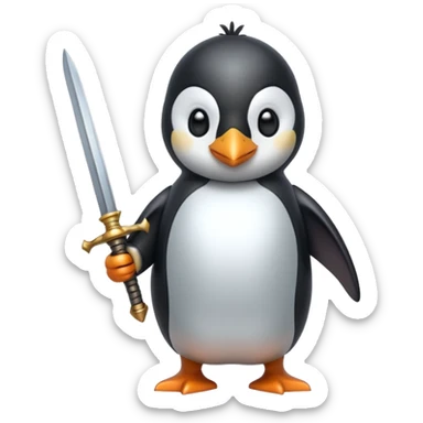 Penguin sword in hand sticker