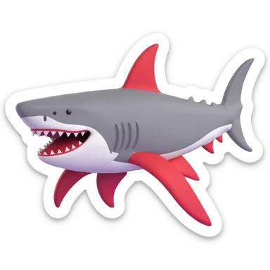 shark with red and white Jordans on fins and back fin sticker