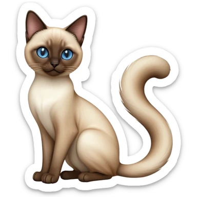 cinematic-[siamese cat]-realistic-full-body-sitting-emoji,-tail-curled-playfully-around-its-paws,-head-tilted-dramatically,-sleek-[siamese]-fur,-simplified-yet-realistic-focused-features,-highly-detailed,-glowing-with-an-almost-sarcastic-glow sticker