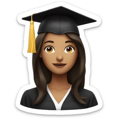 Brunette with graduation cap sticker