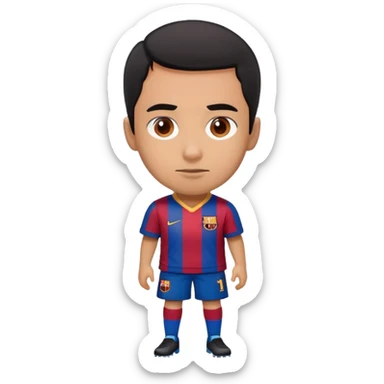 A person wearing Barcelona jersey and have short haircut with black hair  sticker