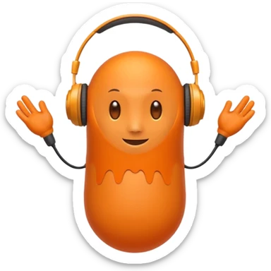 Orange round head with a Orange cone body and without arms and legs with orange antennae and headphones sticker