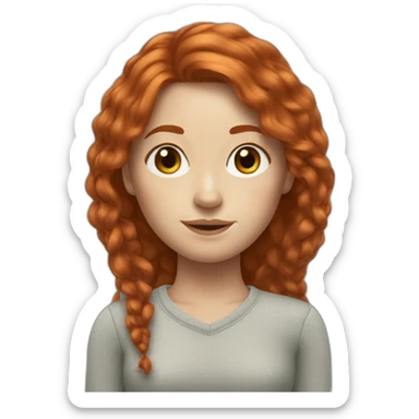 Redhead woman freckles Long hair Center parting sticker