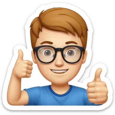 gigachad with nerdy glasses, giving a thumbs up sticker