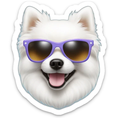 White Pomeranian with sunglasses sticker