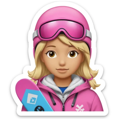 A snowboarder girl in a pink kosume blonde sticker