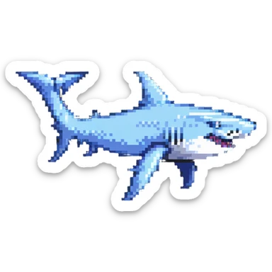 Pixel art hammerhead shark sticker