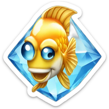Gold and diamond fish crystal jewel sticker