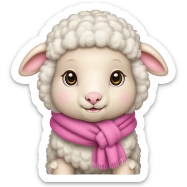 baby sheep with pink scarf sticker