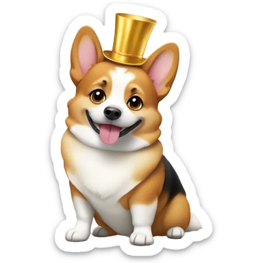 A corgi dog in a New Year's costume sticker