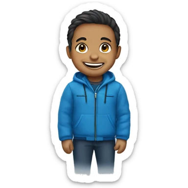 smiling midget in blue jacket sticker