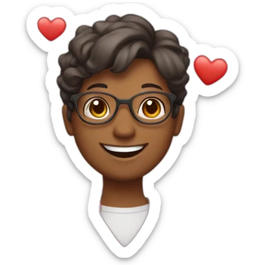 happy teacher with flowers and hearts sticker