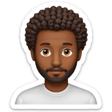 Dark brown skin man with a light beard and a curly   fade haircut with dark brown eyes sticker