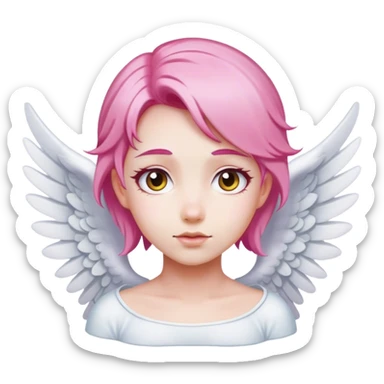 pink hair angel with White wing sticker