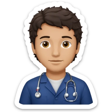 male dark brunette wavy hair navy scrub vet


 sticker