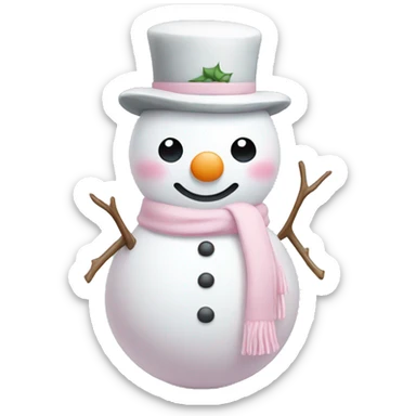 Cute white and light pink snowman sticker
